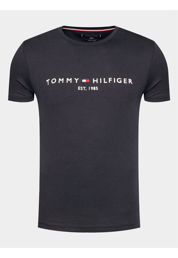 TOMMY HILFIGER - Tommy Hilfiger T-Shirt Core Logo Tee MW0MW11465 Granatowy Slim Fit. Kolor: niebieski. Materiał: bawełna