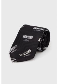 MOSCHINO - Moschino Krawat kolor czarny. Kolor: czarny. Materiał: materiał #1