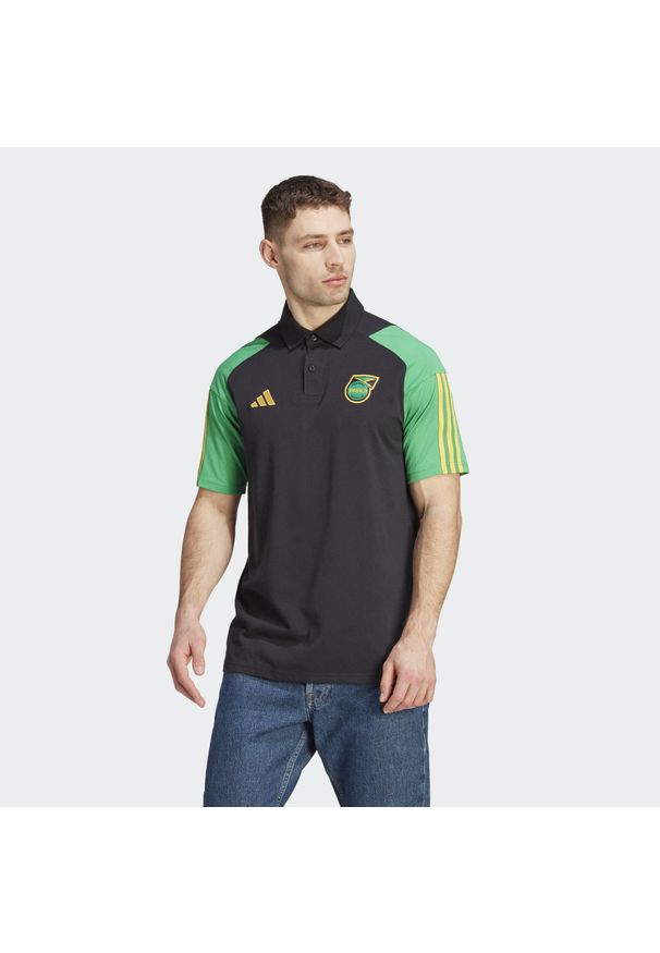 Adidas - Jamaica Tiro 23 Cotton Polo Shirt. Typ kołnierza: polo. Kolor: czarny. Materiał: materiał