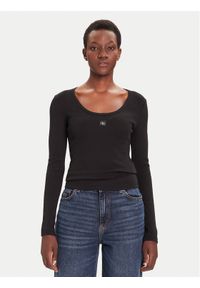 Calvin Klein Jeans Bluzka LV047D218G Czarny Slim Fit. Kolor: czarny. Materiał: bawełna