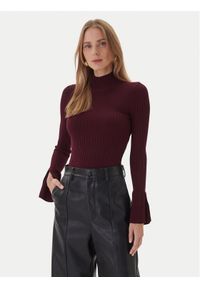 KAOS Golf RI1NT052 4005 Bordowy Regular Fit. Typ kołnierza: golf. Kolor: czerwony. Materiał: wiskoza #1