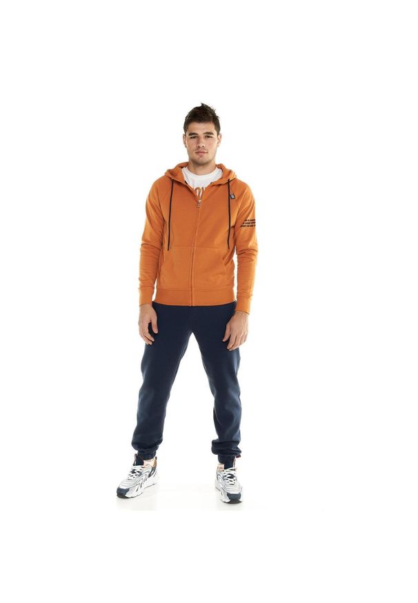 LEONE 1947 APPAREL - Męski dres Leone z kapturem i pełnym zamkiem błyskawicznym. Kolor: niebieski, wielokolorowy, żółty. Materiał: dresówka. Sport: fitness
