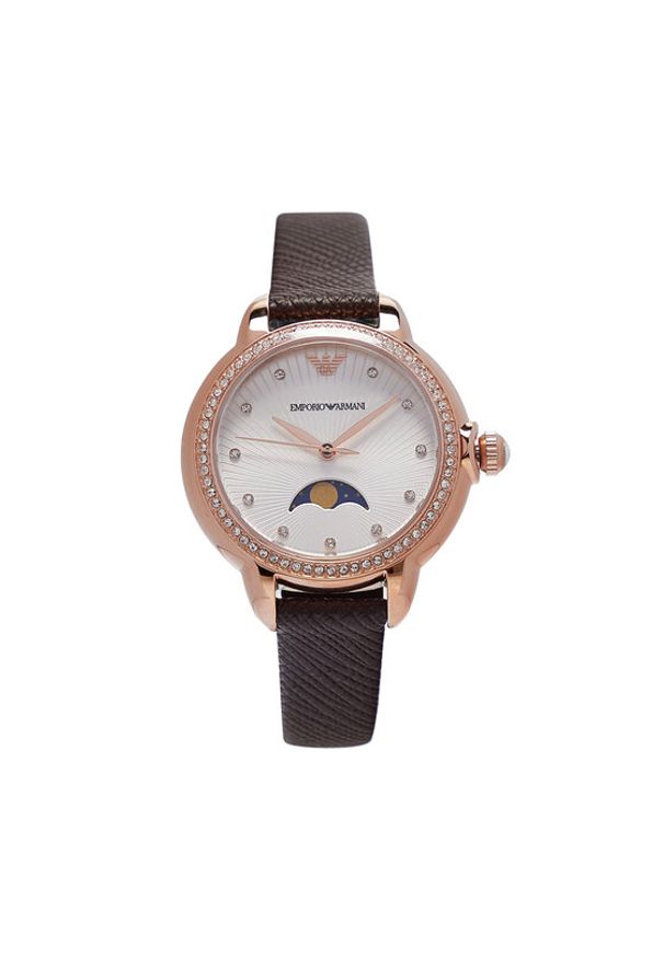 Emporio Armani Zegarek Mia AR11568 Brązowy. Kolor: brązowy. Materiał: skóra