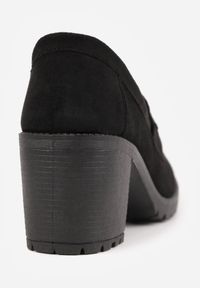 Born2be - Czarne Półbuty w Stylu Mokasynów na Słupku i Niskiej Platformie z Klamerką Nardica. Kolor: czarny. Materiał: jeans. Wzór: aplikacja. Obcas: na platformie. Styl: elegancki, klasyczny #9