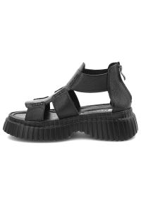 Sandały damskie Armodo, skórzane eleganckie rzymianki na grubej podeszwie z zakrytą piętą, czarne, 1510-1269. Okazja: na co dzień. Zapięcie: rzepy. Kolor: czarny. Materiał: skóra. Wzór: paski. Sezon: lato. Styl: elegancki #4