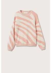 Mango Kids sweter dziecięcy Zebra kolor różowy lekki. Kolor: różowy. Wzór: motyw zwierzęcy