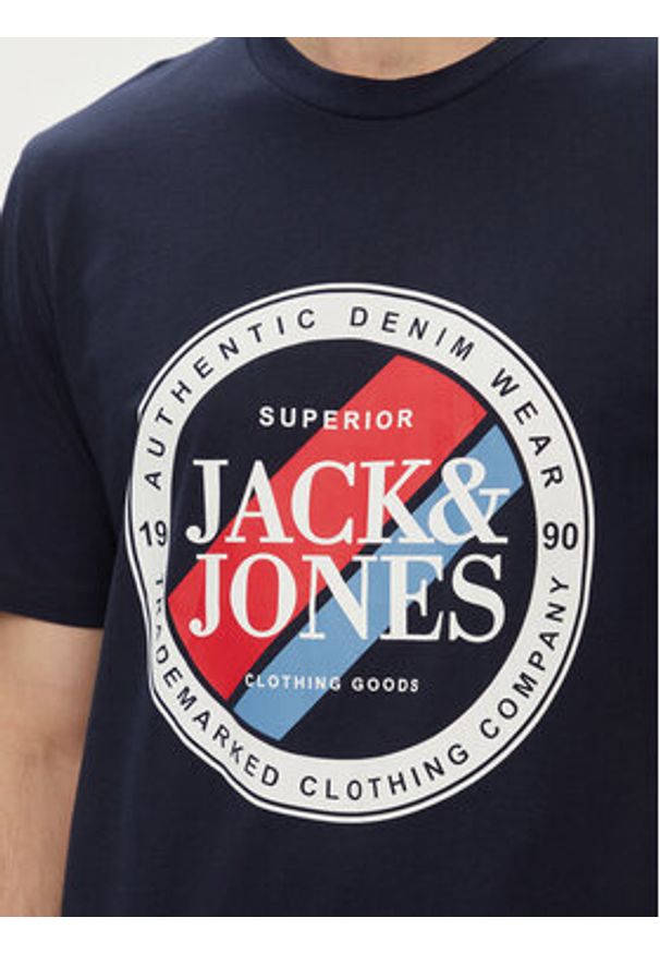Jack & Jones - Jack&Jones T-Shirt Loof 12248624 Granatowy Standard Fit. Kolor: niebieski. Materiał: bawełna