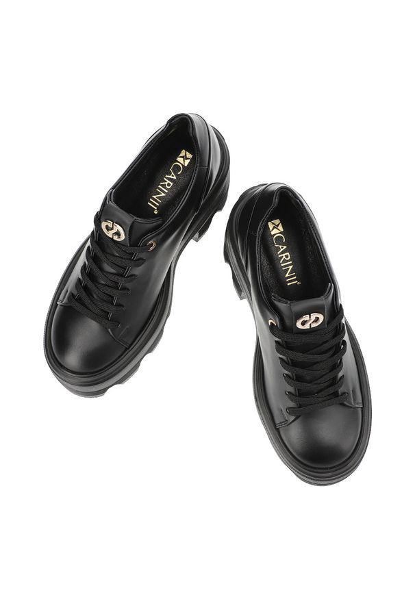 Czarne Sneakersy Carinii Modne Obuwie Damskie. Okazja: na co dzień. Kolor: czarny. Materiał: materiał. Styl: elegancki, casual