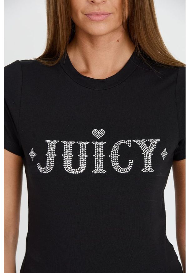 Juicy Couture - JUICY COUTURE Czarny damski t-shirt Ryder Rodeo Fitted, Rozmiar S. Kolor: czarny