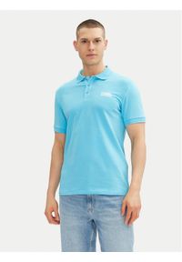 Karl Lagerfeld - KARL LAGERFELD Polo 745088 552235 Turkusowy Regular Fit. Typ kołnierza: polo. Kolor: turkusowy. Materiał: bawełna