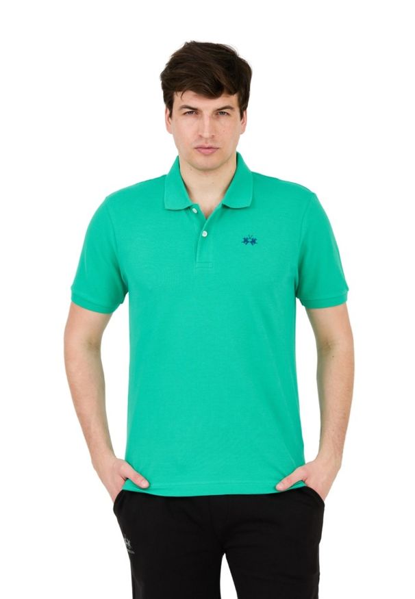 La Martina - LA MARTINA Zielone męskie polo z małym logo, Rozmiar M. Typ kołnierza: polo. Kolor: zielony