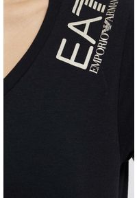 EA7 Emporio Armani T-shirt damski kolor czarny. Okazja: na co dzień. Kolor: czarny. Materiał: dzianina. Wzór: nadruk. Styl: casual