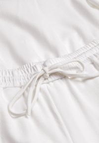 Renee - Biały Bawełniany Komplet Bluza Krótka ze Ściągaczem i Szerokie Spodnie ze Sznurkiem w Pasie Rionnea. Kolor: biały. Materiał: bawełna #7
