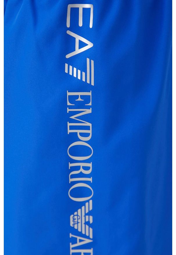 EA7 Emporio Armani Szorty kąpielowe. Kolor: niebieski. Materiał: tkanina. Wzór: nadruk