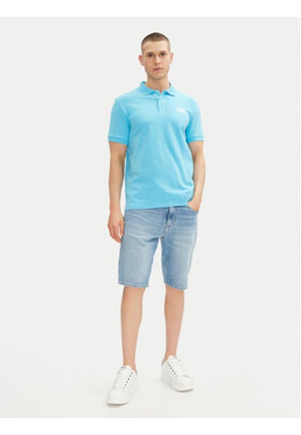 Karl Lagerfeld - KARL LAGERFELD Polo 745088 552235 Błękitny Regular Fit. Typ kołnierza: polo. Kolor: niebieski. Materiał: bawełna