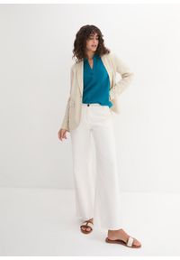 bonprix - Bluzka lniana, rękawy 3/4. Kolor: niebieski. Materiał: len #2