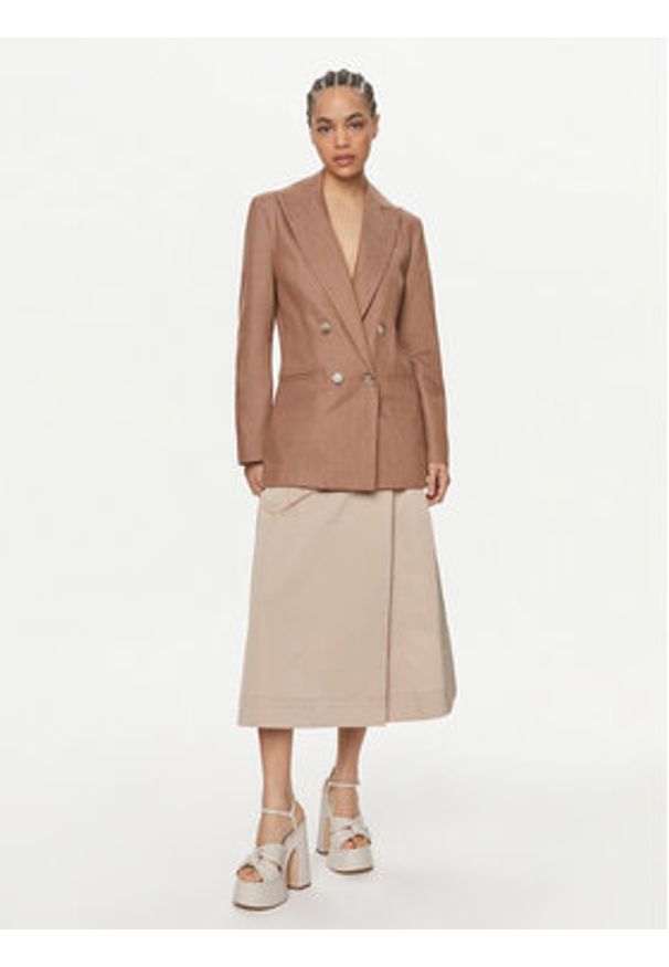 MAX&Co. Marynarka Filippo 24160410 Brązowy Regular Fit. Kolor: brązowy. Materiał: bawełna