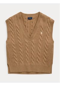 Polo Ralph Lauren Sweter 211949994001 Beżowy Regular Fit. Typ kołnierza: polo. Kolor: beżowy. Materiał: wełna #4