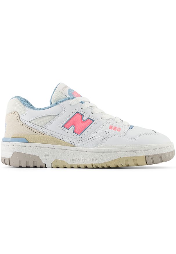 Buty dziecięce New Balance GSB550EP – białe. Kolor: biały. Materiał: skóra. Szerokość cholewki: normalna