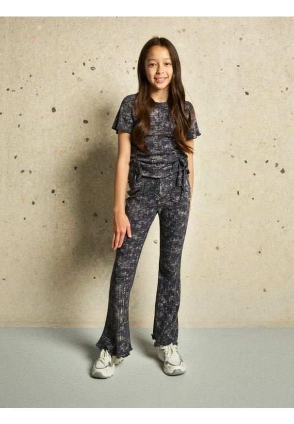 Sinsay - Spodnie z rozszerzaną nogawką - szary. Kolor: szary