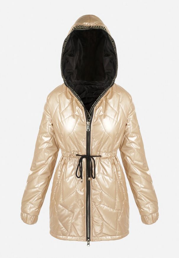 Born2be - Złota Kurtka Pikowana Bemius. Kolor: złoty. Materiał: materiał, wełna. Długość: długie