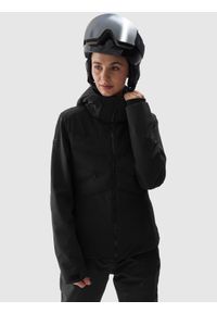 4f - 4F Kurtka narciarska membrana Dermizax 20000 damska - czarna XS. Typ kołnierza: kaptur. Kolor: czarny. Materiał: dzianina, materiał, puch, tkanina. Długość: długie. Wzór: aplikacja. Sezon: zima. Styl: klasyczny #1
