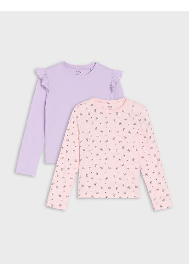 Sinsay - Bawełniana koszulka z falbanami 2 pack - wielobarwny. Materiał: bawełna