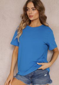 Renee - Niebieski T-shirt z Krótkim Rękawem i Okrągłym Dekoltem Volksa. Kolor: niebieski. Długość rękawa: krótki rękaw. Długość: krótkie #5