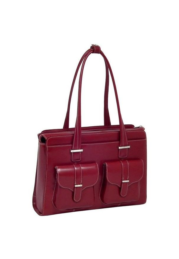 MCKLEIN - Skórzana torba damska na laptopa 15,4" czerwona Mcklein Alexis 96546. Kolor: czerwony. Wzór: aplikacja. Sezon: lato. Materiał: skórzane. Styl: elegancki, klasyczny, biznesowy. Rodzaj torebki: na ramię