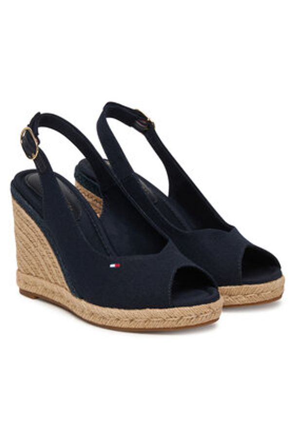 TOMMY HILFIGER - Tommy Hilfiger Espadryle Flag High Wedge Espad Slingback FW0FW09343 Granatowy. Kolor: niebieski. Materiał: materiał