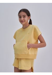 Big-Star - Koszulka dziewczęca z dresowej dzianiny żółta Esmelka 200. Kolor: żółty. Materiał: dresówka, dzianina. Styl: młodzieżowy, elegancki