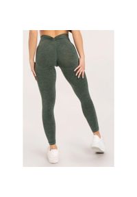 GYM GLAMOUR - Legginsy fitness damskie Gym Glamour seamless deep push up. Kolor: zielony. Sport: fitness