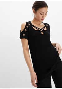 bonprix - Shirt z paskami. Kolor: czarny. Styl: elegancki #1