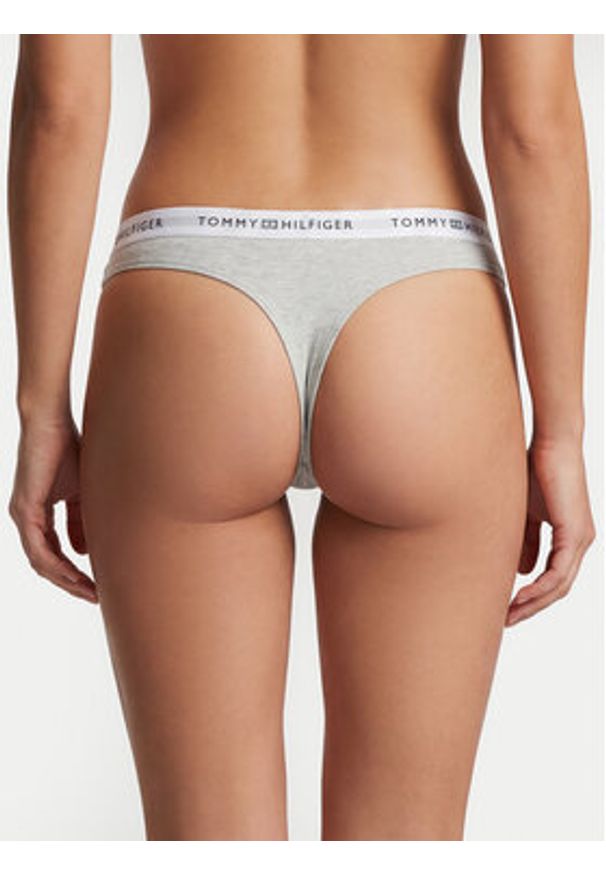 TOMMY HILFIGER - Tommy Hilfiger Stringi UW0UW05875 Szary. Kolor: szary. Materiał: bawełna