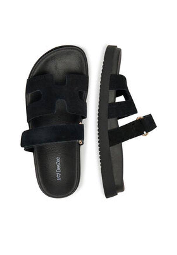 DeeZee Klapki DZ-S1 Czarny. Kolor: czarny. Materiał: zamsz, skóra