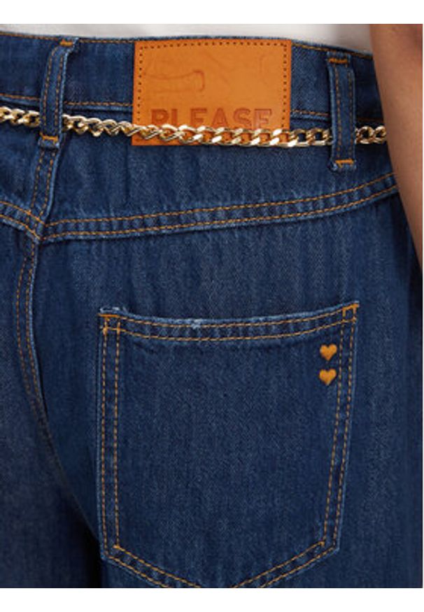 Please Jeansy P3HUDINCBB Granatowy Wide Leg. Kolor: niebieski