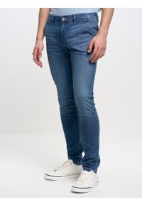 Big-Star - Spodnie chinosy jeans męskie niebieskie Cinar 128. Okazja: na uczelnię, na spacer, do pracy. Kolor: niebieski. Długość: długie