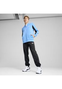 Puma - Męski dres inspirowany koszykówką z poliestru PUMA Team Light Blue. Kolor: niebieski. Materiał: dresówka, poliester. Sport: koszykówka