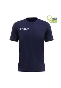 T-shirt Givova w Morskiej Niebieskiej Bawełnie 3XL dla Mężczyzn. Kolor: niebieski. Materiał: bawełna. Sport: piłka nożna