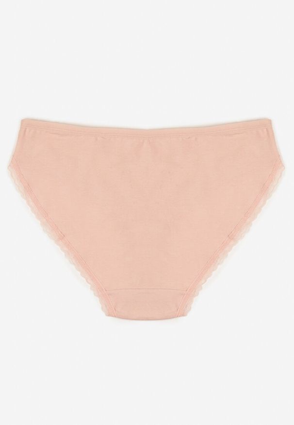 Born2be - Różowe Bawełniane Majtki Typu Figi z Koronką i Kokardą Zeteria. Kolor: różowy. Materiał: bawełna, koronka. Wzór: koronka