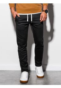 Ombre Clothing - Spodnie męskie dresowe P866 - czarne - XXL. Kolor: czarny. Materiał: dresówka. Styl: klasyczny