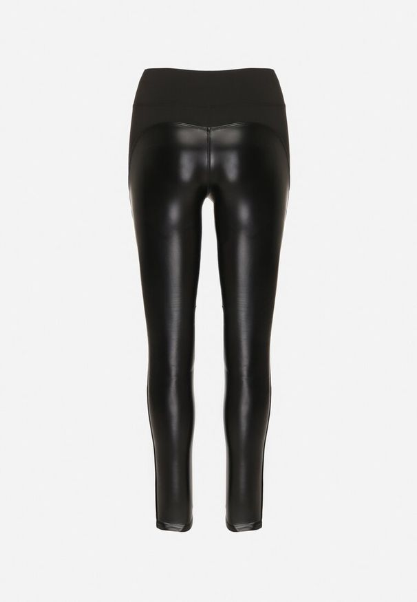 Born2be - Czarne Ocieplane Legginsy High Waist z Imitacji Skóry z Bawełną Kevemi. Stan: podwyższony. Kolor: czarny. Materiał: bawełna, skóra. Styl: elegancki