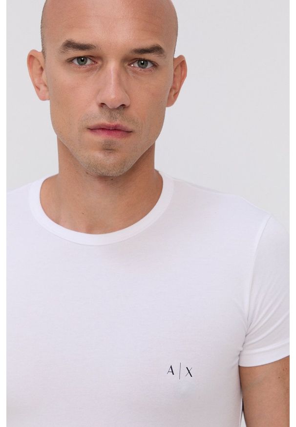 Armani Exchange - T-shirt (2-pack). Okazja: na co dzień. Kolor: biały. Materiał: dzianina. Wzór: gładki. Styl: casual
