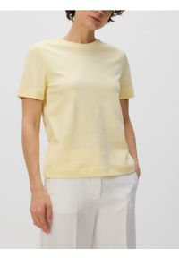 Reserved - T-shirt z bawełny merceryzowanej - kremowy. Kolor: kremowy. Materiał: bawełna