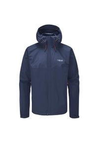 Kurtka przeciwdeszczowa męska Rab Downpour Eco Jacket z kapturem. Typ kołnierza: kaptur. Kolor: niebieski