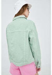 Brave Soul kurtka jeansowa damska kolor zielony przejściowa. Okazja: na co dzień. Kolor: zielony. Materiał: jeans. Styl: casual #2