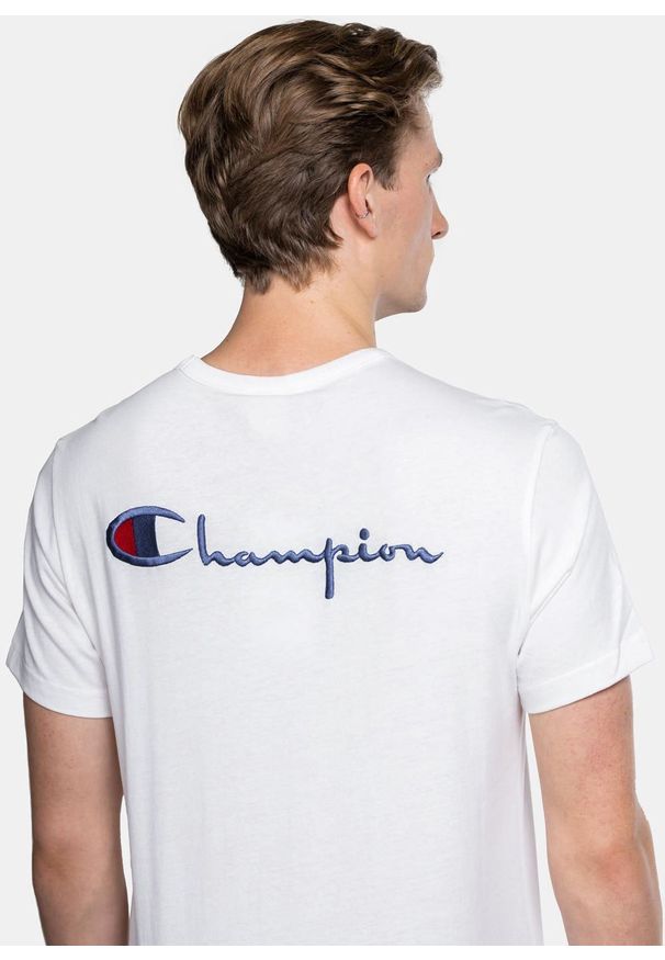 Koszulka Champion Premium Script Logo Back Crew Neck T-Shirt (214279-WW001). Kolor: biały. Materiał: materiał