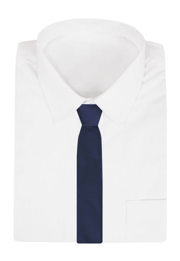 Krawat Męski - Angelo di Monti - Granatowy, Bez Wzoru. Kolor: niebieski. Materiał: tkanina. Styl: elegancki, wizytowy