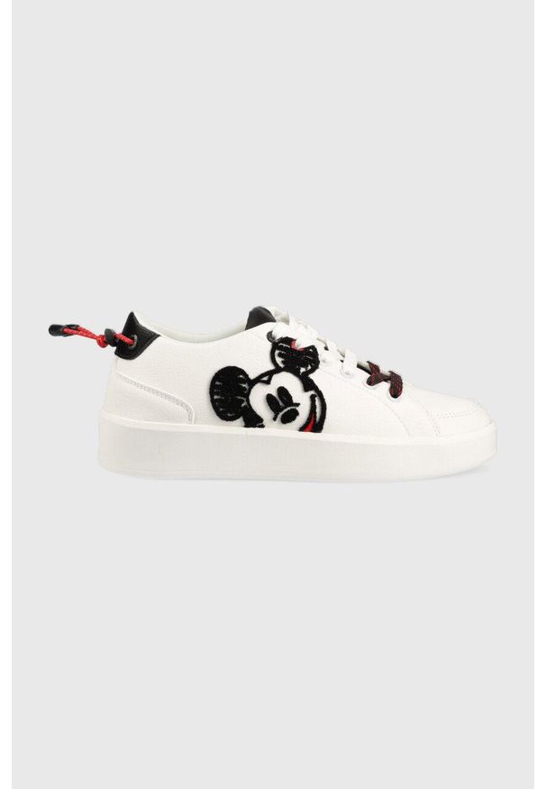 Desigual sneakersy MICKEY kolor biały. Nosek buta: okrągły. Zapięcie: sznurówki. Kolor: biały. Materiał: guma. Obcas: na platformie