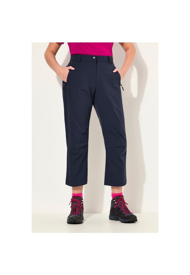 ULLA POPKEN - Damskie Spodnie funkcyjne 7/8 szybkoschnące wygodny pas. Kolekcja: plus size. Kolor: niebieski. Materiał: poliamid, materiał, elastan. Długość: długie